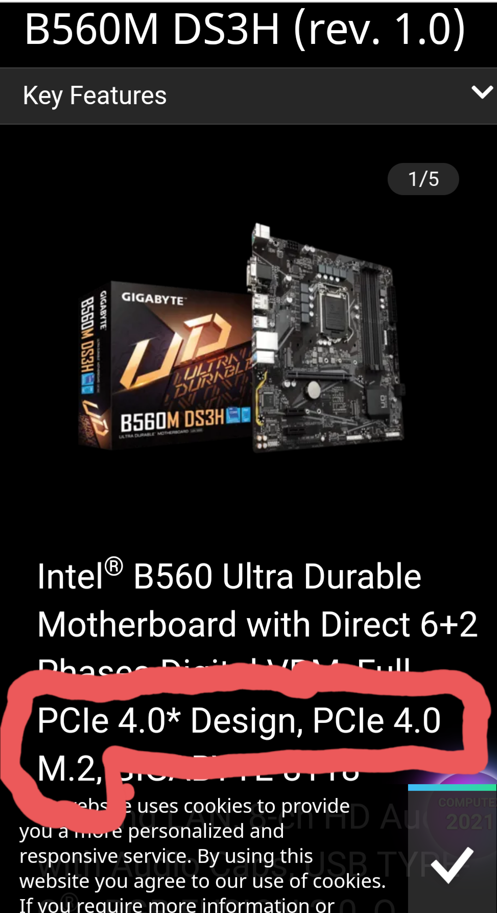Gigabyte B560M DS3H kartica ima PCIe 4, ako je uparena s Intelovim procesorom serije 11
