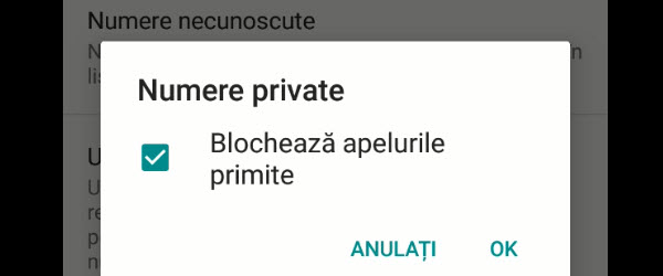 Blocare apeluri de la numere private sau necunoscute