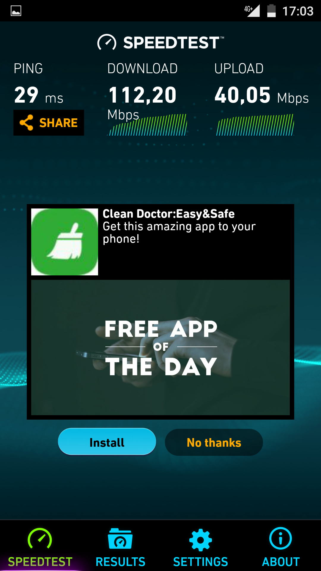 Hastighet enligt NETWORK 3G OnePlus 4 + ORANGE