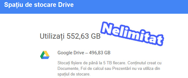 Stocare online NELIMITATĂ pe Google Drive