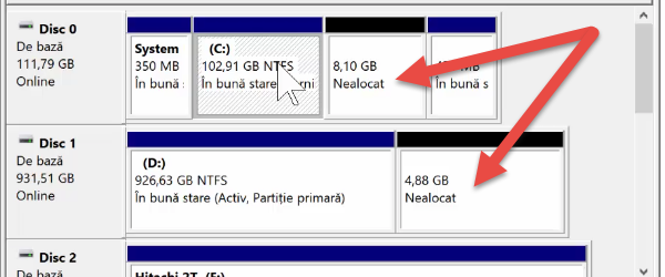 Increase partition C by attaching another partition