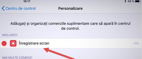 Înregistrare ecran iPhone sau iPad fără aplicații