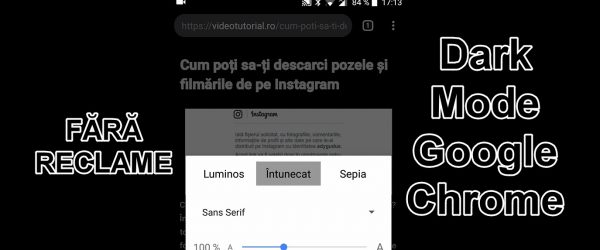 Simplified display without ads with Dark Mode on Chrome Android