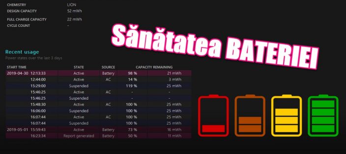 Cum se verifică sănătatea bateriei pe laptop
