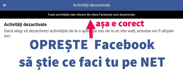 Eliminare date navigare din afara Facebook - Off-Facebook Activity sau Activitatea în afara Facebook