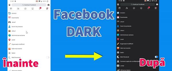 פייסבוק עם נושא שחור לאנדרואיד