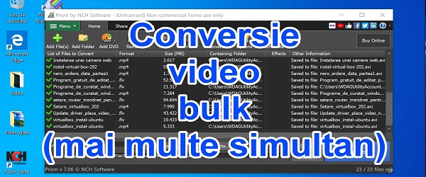 Transcodare video bulk simultan cu Prism