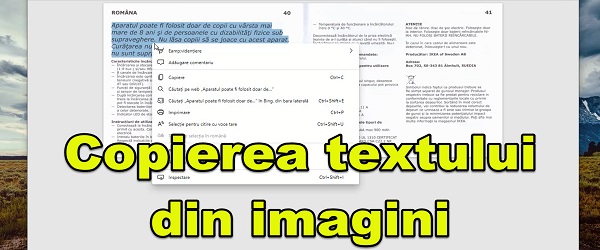 Copia di testo da immagini e scansioni in rumeno con OCR