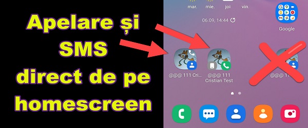 Apelare sau SMS direct dintr-un shortcut