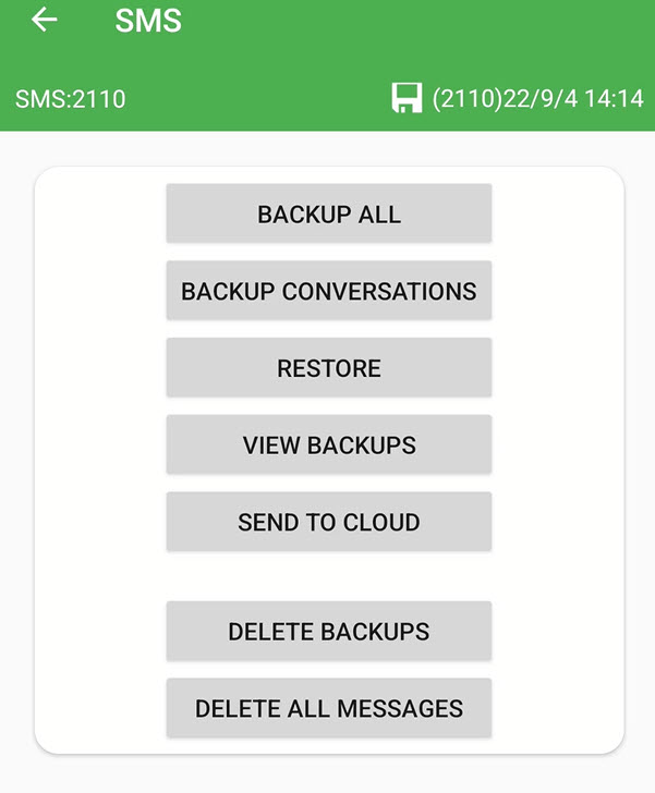 Contacts SMS Super Backup, applications et calendrier d'historique des appels