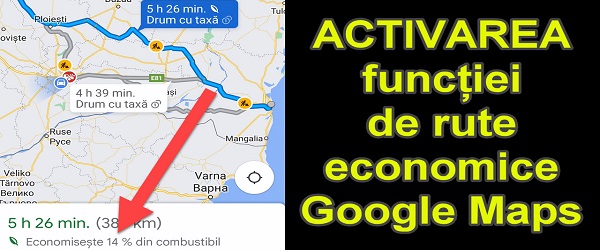 Ekonomisko maršrutu aktivizēšana Google Maps