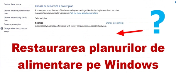 Restoring power plans on Windows