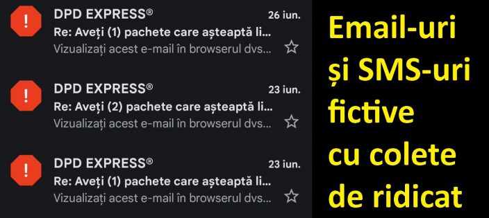 Mesaje frauduloase cu colete fără adresă