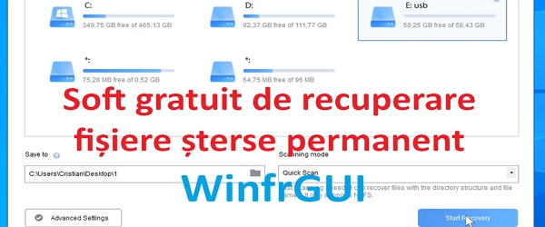 WinfrGUI soft recuperare fisiere șterse permanent