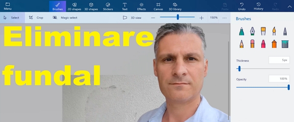 Eliminare fundal imagini cu Paint 3D