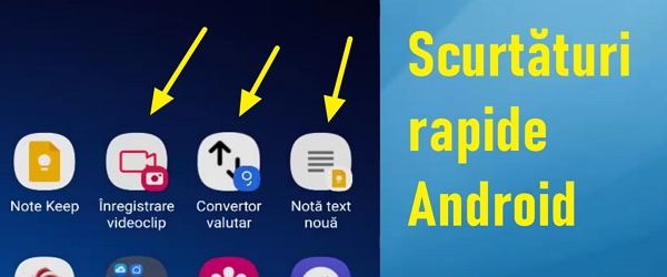 Rychlé zkratky k funkcím aplikací v systému Android